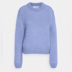 SELECTED FEMME Suanne Ls Knit Sweater Blue size small mohair wool blend chic